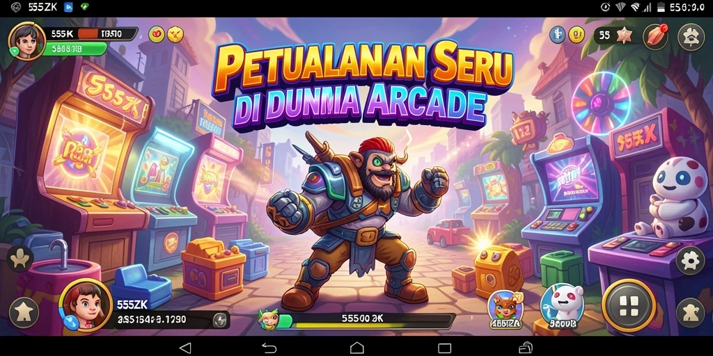 Tangkapan layar menunjukkan aksi seru gameplay Arcade di 555ZK.
