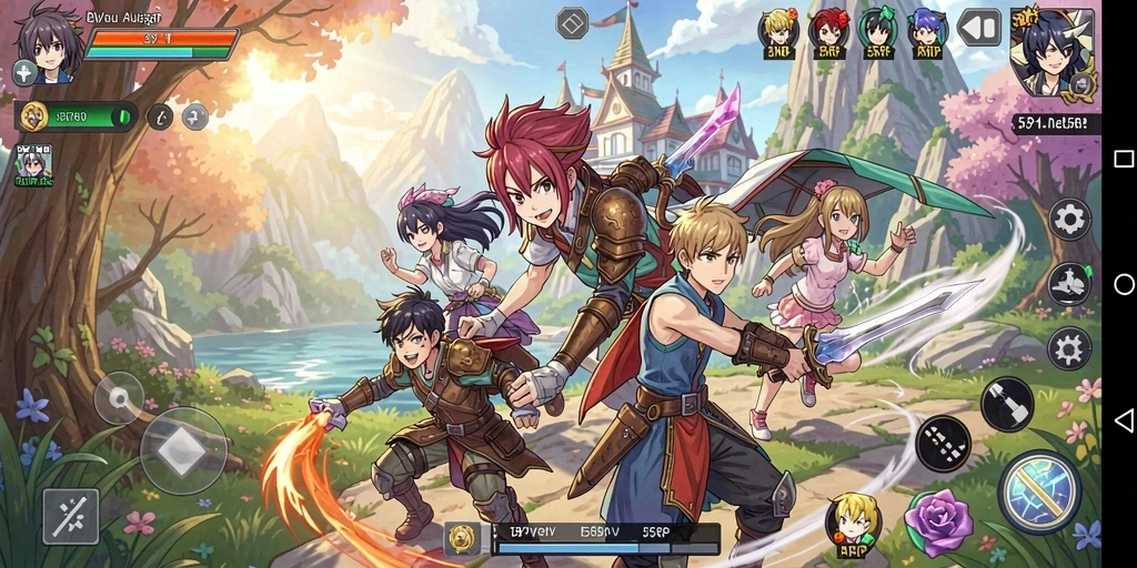 Screenshot gameplay 55RP menampilkan aksi seru dan karakter anime ikonik.
