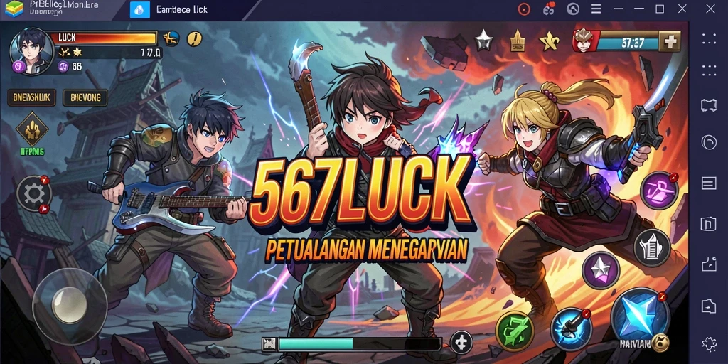 Tampilan gameplay seru dari 567LUCK dengan karakter Anime ikonik.