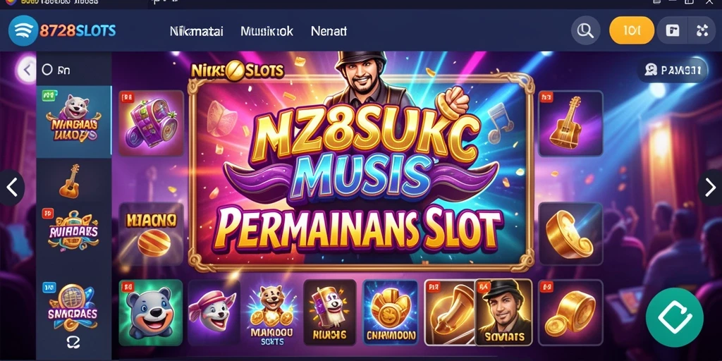 Screenshot gameplay 8728SLOTS menampilkan irama musik dan slot yang menyenangkan.