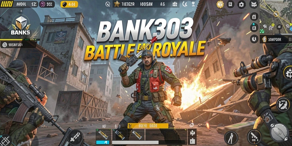 Tampilan seru gameplay BANK303 di arena Battle Royale.