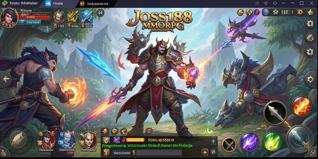 Tangkapan layar JOSS188 yang menampilkan aksi pertempuran seru di dunia MMORPG.