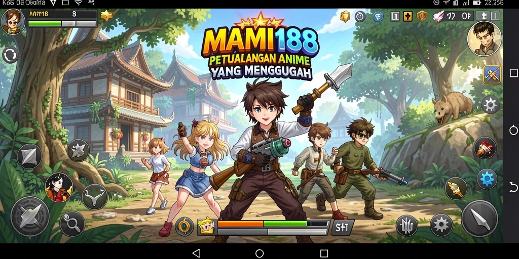 Screenshot gameplay MAMI188 yang menampilkan karakter anime dan pertarungan seru.
