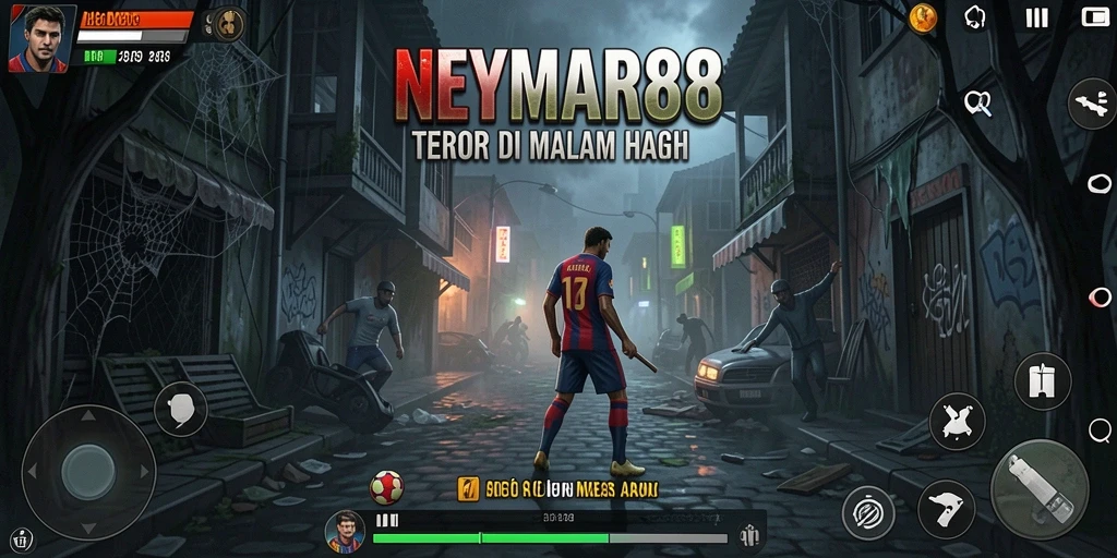 Screenshot utama menunjukkan gameplay menyeramkan di kegelapan.
