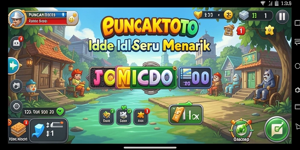 Tangkapan layar gameplay PUNCAKTOTO menampilkan aksi seru dan sumber daya yang sedang dikumpulkan.