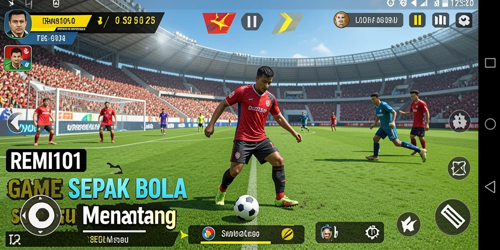 Tangkap momen menegangkan dalam gameplay sepak bola yang seru.