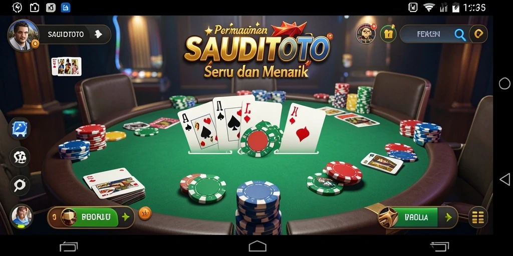 Screenshot gameplay SAUDITOTO dengan suasana poker yang mendebarkan.