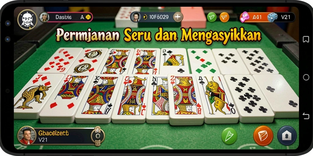Tampilan gameplay Domino V21 yang seru dan menantang.
